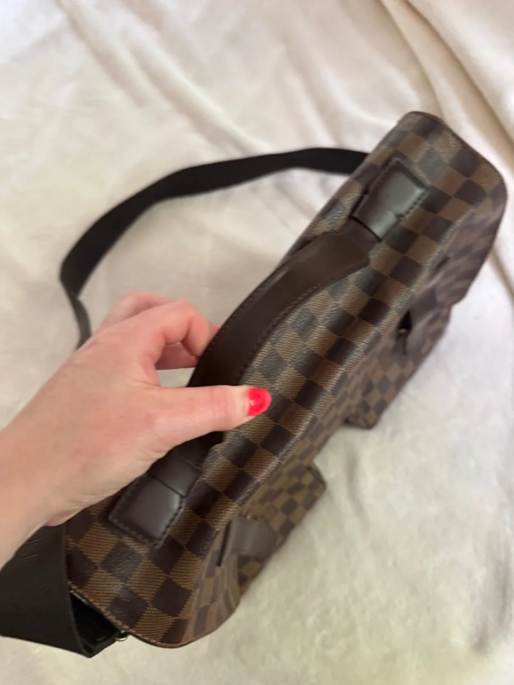 LV Louis Vuitton cross body messenger bag vintage briefcase damier ebene
